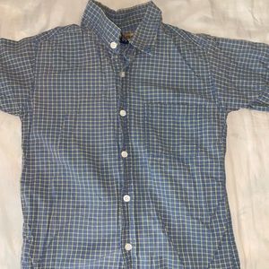 Blue and yellow button-down t-shirt